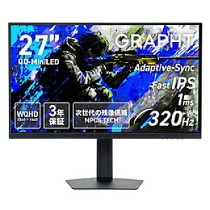 GRAPHT GRT090-2732DML-BK2 [�Q�[�~���O���j�^�[/27�C���`/320Hz/QD-MiniLED] THE SHOOTER Gaming Monitor 27�h �m27�^ /WQHD(2560×1440�j /320Hz�n GRT090-2732DML-BK2