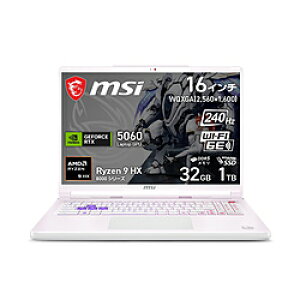 MSI(�G���G�X�A�C) �Q�[�~���O�m�[�g�p�\�R���{�}�E�X�A�}�E�X�p�b�h�A�w�b�h�Z�b�g �uCrosshair A16 HX MLG Edition E8W�v(RTX 5060) �X�e���z���C�g Crosshair-A16-HX-MLG-Edition-E8WFK-2900JP [�������F32GB /SSD�F1TB