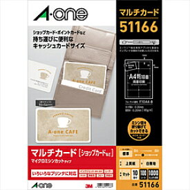 エーワン マルチカード キャッシュカードサイズ（A4サイズ・10面・100シート）　51166 51166
