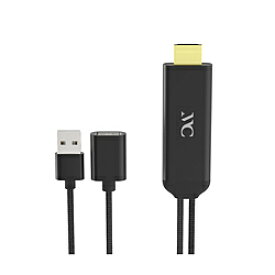 カシムラ USB-Aメス ⇔ HDMI＋USB-Aオス(給電用)ケーブル [映像 /1m] iPhone/iPad用 ブラック KD-207 KD207