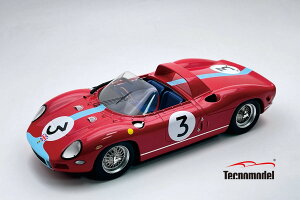 Tecnomodel �e�N�m���f�� 1/18 �~�j�J�[ ���W�� �v���|�[�V�������f�� 1964�N�c�[���X�g�E�g���t�B�[ �D�����f�� �t�F���[�� FERRARI - 330P 4.0L V12 SPIDER No.3 WINNER TOURIST TROPHY 1964 GRAHAM HILL