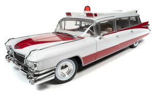 Autoworld 1/18 ~jJ[ _CLXgf 1959Nf LfBbN Ghh ~} Cadillac Eldorado Ambulance 1959 Red and White 1/18 Diecast Model by Auto World