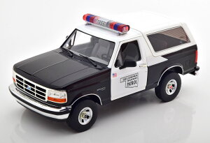 Greenlight O[Cg 1/18 ~jJ[ _CLXgf 1996Nf tH[h Ford Bronco Police Car Black and White "Oklahoma Highway Patrol"