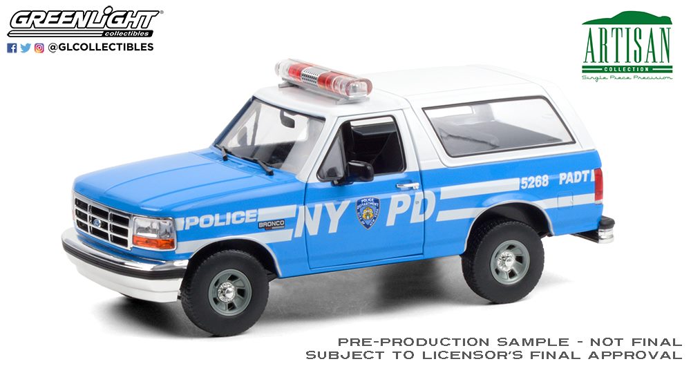 Greenlight NYPD ライセンス商品 グリーンライト 1 18 ミニカー ダイキャストモデル 1992年モデル Department 特別セール品 York ブロンコ Police New ニューヨーク市警 フォード City ランキングTOP5