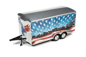 Autoworld I[g[h 1/18 _CLXgf g[[ Four Wheel Enclosed Car Trailer Patriotic "Brave and Bold" with Graphics for 1/18 Scale Model Cars by Auto World