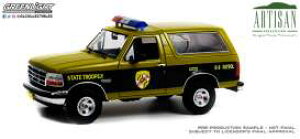 Greenlight O[Cg 1/18 ~jJ[ _CLXgf 1996Nf tH[h Ford Bronco *Maryland State Police State Trooper Bloodhound Search Team K-9 Patrol*, gold-green/black