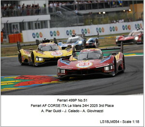 Looksmart 1/18 ~jJ[ W v|[Vf 2025N}24 3ʃtF[ FERRARI - 499P 3.0L TURBO V6 TEAM FERRARI AF CORSE No.51 3rd 24h LE MANS 2025 ALESSANDRO PIER GUIDI - JAMES CALADO - ANTONIO GIOVINAZZI