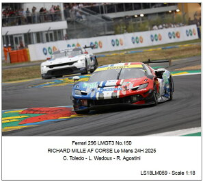 Looksmart 1/18 ~jJ[ W v|[Vf 2025N}24 tF[ FERRARI - 296 LMGT3 3.0L TURBO V6 TEAM RICHARD MILLE AF CORSE No.150 24h LE MANS 2025 RICCARDO AGOSTINI - CUSTODIO TOLEDO - LILOU WADOUX