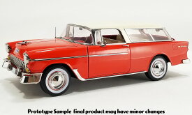 ACME 1/18 ミニカー ダイキャストモデル 1955年モデル シボレー CHEVROLET BEL AIR NOMAD Gypsy Red - Shoreline Beige レッド・ベージュ