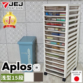 レターケース 【完成品】アプロス B4 浅型15段 幅32.3cm 奥行40.6cm 高さ92.4cm JEJアステージ おしゃれ ステーショナリー 書類収納 文具 ファイル収納 プラスチック 引き出し収納 リビング収納 書籍 サイドチェスト オフィス ブラウン アイボリー 日本製 国産