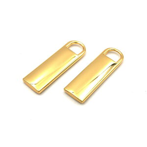 ファスナー引手金具 ショート 2個入り ニッケル・ゴールド(本金) 引手 交換 高級