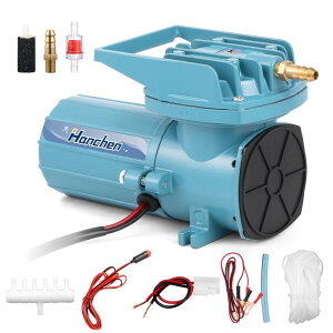Hanchen エアーポンプ エアーポンプ 35W 水槽/漁船用 酸素供給 水槽曝気 パワフル 車用電源 シガーライターに接続 吐出量 68L /分 吐出口6つ 逆流防止弁付 お釣り用具