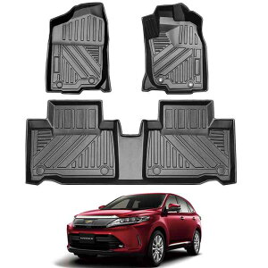 トヨタ ハリアー 60系 3Dフロアマット HARRIER 60系 ASU/AVU/ZSU6# H25.12〜R2.5 立体フロアマット オートマ用 前席 2列目 TPE素材 カスタムパーツ 防水 滑り防止 耐汚れ 消臭/抗菌効果 車種専用設計