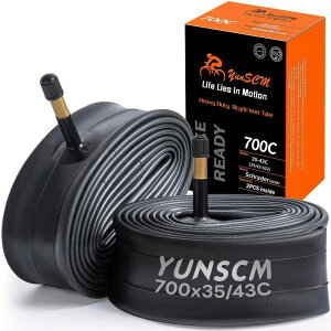 YunSCM 2本,700 35c チューブ 肉厚,米式バルブ48mm,700x35c/43c 自転車 チューブ,適用 700x35c/700x38c/700x40c/700x42c ロードバイク、クロスバイク