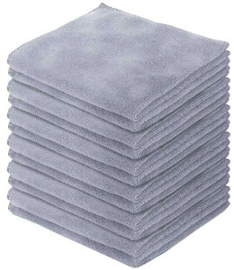 DABLOCKS マイクロファイバークロス ふきん お掃除タオル 30×30cm、12枚セット(グレー)