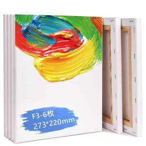 張りキャンバス F3 キャンバス 油絵 画材 キャンバスボード 絵画ボード ライト木枠 描画 画布 木製フレーム 綿化繊混紡 中目 アーティスト 水彩画・油絵画など 工芸用品 部屋飾り 273X220mm 6枚