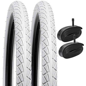 YunSCM 2本セット,26 1.95 タイヤ 白,26x1.95 50-559 タイヤ カラー + 26x1.75/2.25 チューブ 肉厚 米式バルブ32mm +タイヤレバ,適用 26インチ 1.95 マウンテンバイク,Y-1108