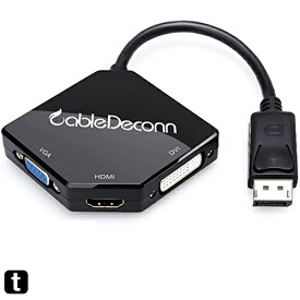 CableDeconn DisplayPort HDMI VGA DVI 変換 アダプター 最大解像度1920X1080P対応 DP HDMI VGA DVI 変換ケーブル 3in1 多機能 変換ハブ 多ポート 交換コネクタ 外部電源不要