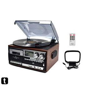 WINTECH マルチオーディオプレーヤー ブラウン レコード・カセット・AM・FM・CD・SD・USB・AUX KRP-308MS
