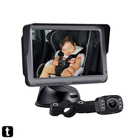 MAXWIN ベビーモニター 車用 車載 赤ちゃん ベビーミラー カメラ 車 見守りモニター 暗視機能付き ベビーカメラ モニター 5インチ 子供カメラ K-MIRA05