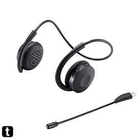 サンワサプライ Bluetoothヘッドセット(両耳・外付けマイク付き) MM-BTSH63BK ブラック フリー