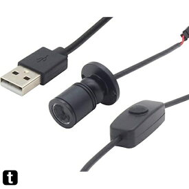 オーディオファン USB電源用 小型スポットライト USBタイプAプラグ用 電球色 LED (ウォームホワイト) ショーケース照明 バックライト 角度調節 光調節(無段階調光) ブラック 約2m