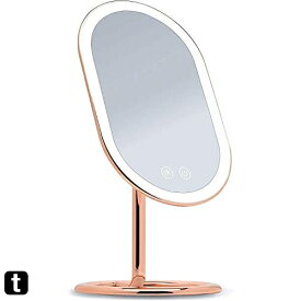 Fancii LED 化粧鏡 プレミアムメイクミラー 3ライト設定 金属女優ミラー、3色調光 コードレス 充電式 スタンド卓上鏡 (Vera)