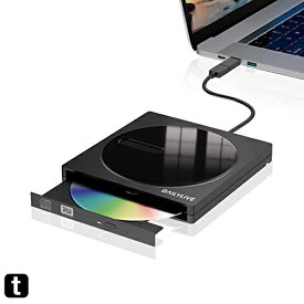 DAILYLIVE 外付け DVDドライブ 読み出し&書き込み 外付けDVD・CDドライブ DVDレコ CD・DVD-Rプレイヤー USB3.0&Type-C両用 ケーブル内蔵 ブラック ミラー質感 Window・Linux・Mac OS対