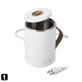 エレコム マグカップ型電気なべ 電気ケトル 350mL Cook Mug クックマグ 【 湯沸かし 煮込み 温度調節 タイマー付き 保温 】 スープメーカー ケーブル長 1.5m ホワイト HAC-EP02WH