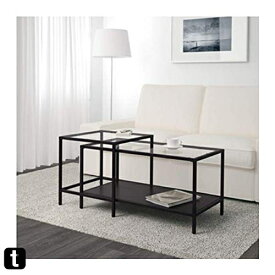 IKEA イケア VITTSJO ネストテーブル2点セット ガラス ブラックブラウン 黒 茶 60215333
