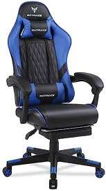 GXTRACE ゲーミングチェア PCゲーミングチェア ゲーム用チェア リクライニング アームレスト ヘッドレスト ランバーサポート オットマン オフィスチェア デスクチェア パソコンチェア 椅子 (Blue)