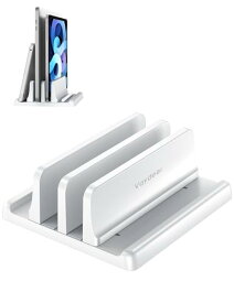 VAYDEER ノートパソコン スタンド PCスタンド 縦置き 2台収納 ホルダー幅調整可能 ABS樹脂製 タブレット/ipad/MacBook Pro Air 縦置き用 -白