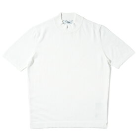 GRANSASSO グランサッソ ソフトコットン ニット モックネック ショートスリーブ Tシャツ 58109/18120 WHITE