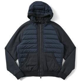 MOORER ムーレー VERUCCI-S3F ヴェルッチ ストレッチナイロン×スウェット コンビネーション フーデッドダウンブルゾン NAVY