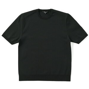 Revenir リブニール ウォッシャブル コットン・ポリエステル ニット クルーネック S/S Tシャツ INT-009 BLACK