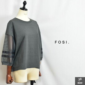 fosi. フォーシ F3311 ライン入り　メッシュスリーブTシャツ！日本製 サイズ38 colチャコール(C) 032605910022 col43