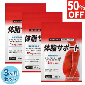 【50%OFF】 3ヶ月(90日分) ダイエットサプリ ダイエット サプリ お腹の脂肪を減らす 体脂サポート 内臓脂肪 皮下脂肪 ブラックジンジャー 12mg カルニチン HMB BCAA配合 90日分180粒 送料無料 機能性表示食品 ポイント消化