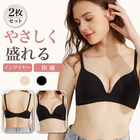 【2枚セット】 ブラジャー ノンワイヤーブラ 盛りブラ レディース ブラ 脇高ブラ 補正ブラ バストアップブラ 谷間 盛れる 小胸 脇肉 脇高 寄せる 美胸 丸胸 ノンワイヤー バストメイク フィット 通気性 下着 女性 リフトブラ 2枚セット まとめ買い 送料無料 Ms.BONITA