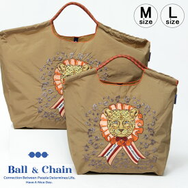 【正規品】ボールアンドチェーン エコバッグ ball&chain D[di:] ディー D.LEOPARD レオパード BEIGE ベージュ Mサイズ Lサイズ ショッピングバッグ トートバッグ A4 刺繍 ball and chain