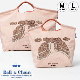 【期間限定セール】【正規品】ボールアンドチェーン エコバッグ ball&chain サンヒデアキミハラ SAN HIDEAKI MIHARA スカーフレオパード SCARF LEOPARD ピンクベージュ PINK BEIGE Mサイズ Lサイズ ショッピングバッグ トートバッグ A4 刺繍 三原英詳 ball and chain