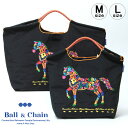【正規品】ボールアンドチェーン エコバッグ ball&chain フラワーホース FLOWER HORSE ブラック BLACK オリジナル Mサイズ Lサイズ ショッピングバッグ トートバッグ A4 刺繍 ball and chain
