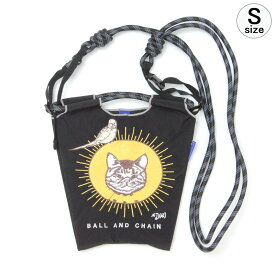 【正規品】ボールアンドチェーン エコバッグ ball&chain ミニショルダー D[di:] ディー CAT キャット BLACK ブラック Sサイズ 刺繍 斜め掛け ショッピングバッグ トートバッグ 刺繍 ball and chain