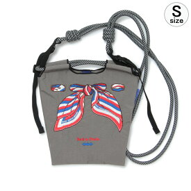 【正規品】ボールアンドチェーン エコバッグ ball&chain ミニショルダー SAN HIDEAKI MIHARA サンヒデアキミハラ スカーフ リボン グレー Sサイズ 刺繍 斜め掛け ショッピングバッグ トートバッグ 刺繍 ball and chain