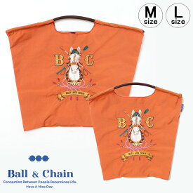 【正規品】ボールアンドチェーン エコバッグ ball&chain ホースシュー HORSE SHOE 馬 オレンジ オリジナル Mサイズ Lサイズ ショッピングバッグ トートバッグ A4 刺繍 ball and chain