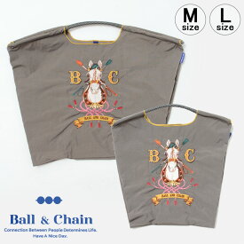 【正規品】ボールアンドチェーン エコバッグ ball&chain ホースシュー HORSE SHOE 馬 F.グレー オリジナル Mサイズ Lサイズ ショッピングバッグ トートバッグ A4 刺繍 ball and chain