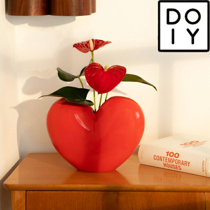 楽天市場】花瓶 陶器 ハート レッド 赤 大きい 一輪挿し ドライ  