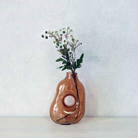 【在庫限り！売り尽くし SALE】ガラス 花瓶 置き花瓶 花器 ガラス製 置物 お洒落 可愛い イエロー マスタード テラコッタ 韓国風 北欧風 インテリア ウェーブ スタイリッシュ 飾り 雑貨 花 ドライフラワー 一輪挿し 丸形 ギフト プレゼント 誕生日 結婚祝い