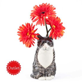 【LINE700円オフ】【アウトレット品】【在庫限り】Quail Ceramics イギリス製 猫 花瓶 一輪挿し かわいい ネコ ねこ 茶トラ サバトラ フラワーベース 猫雑貨 インテリア 誕生日 クエイル ギフト