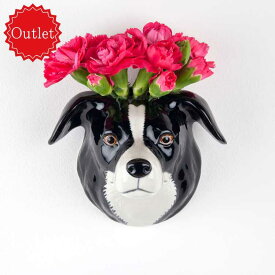 【LINE700円オフ】【アウトレット品】【在庫限り】Quail Ceramics イギリス製 BorderCollieWallVase ボーダーコリー 壁掛け 可愛い 動物 花束 ドライフラワー 一輪挿し 一輪 小物入れ 歯ブラシ入れ 収納 オブジェ インテリア 陶器 ボーダー コリー 花瓶 犬 ギフト