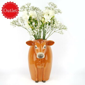 【LINE700円オフ】【アウトレット品】【在庫限り】ジャージー 花瓶 Jersey Flower Vase イギリス Quail Ceramics 動物 置物 うし ウシ 牛 乳牛 家畜 陶器 陶磁器 フラワーベース ブーケ 一輪挿し 一輪 ドライフラワー 大きい 大きめ 丸型 オブジェ インテリア 陶器